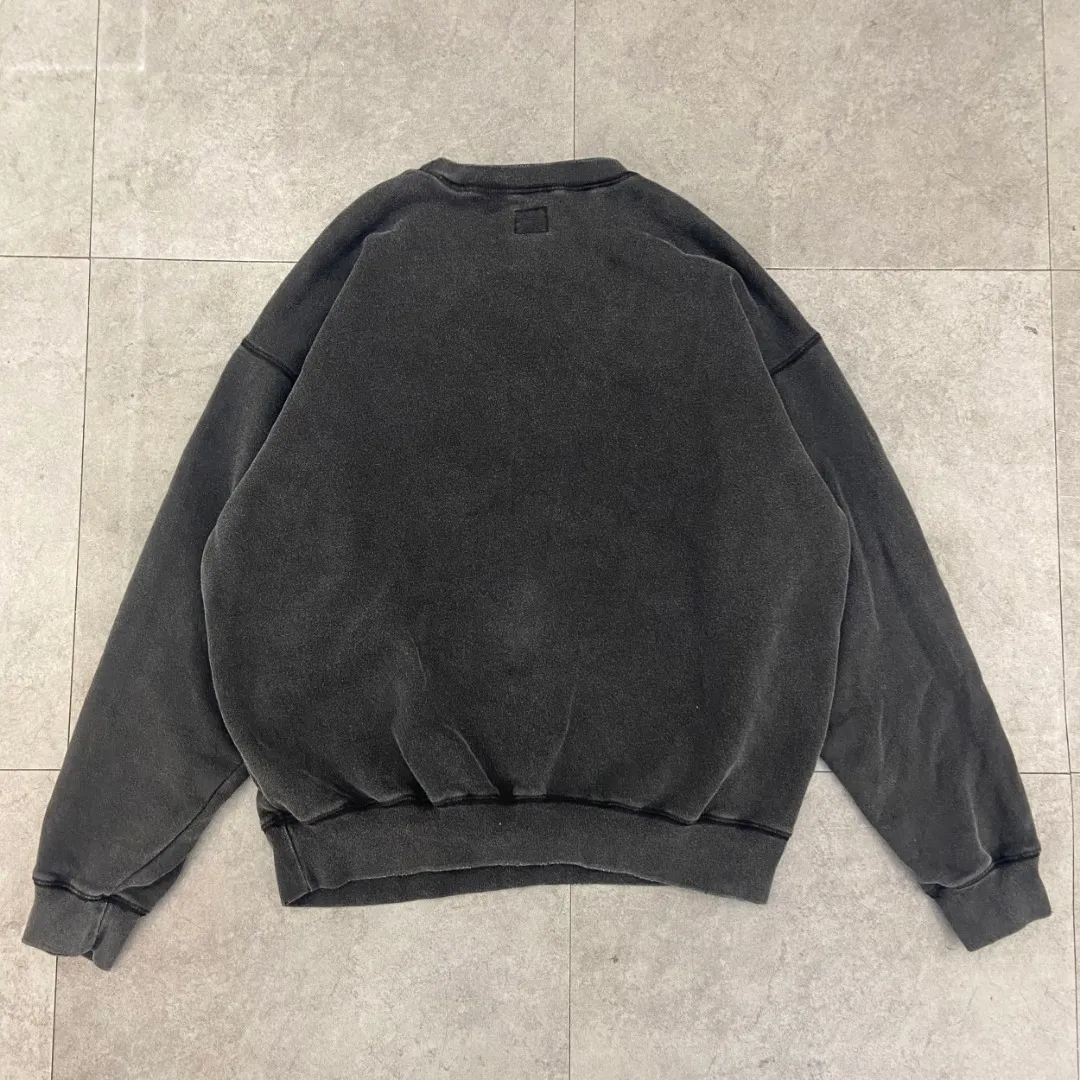 New 🆕Trendy brand saint michael TEH DEVIANT letter print retro distressed washed velvet loose round neck pullover sweatshirt Fabric: 420g Style number: SM615 Size: S-M-L-XL Color: Black Price: P198